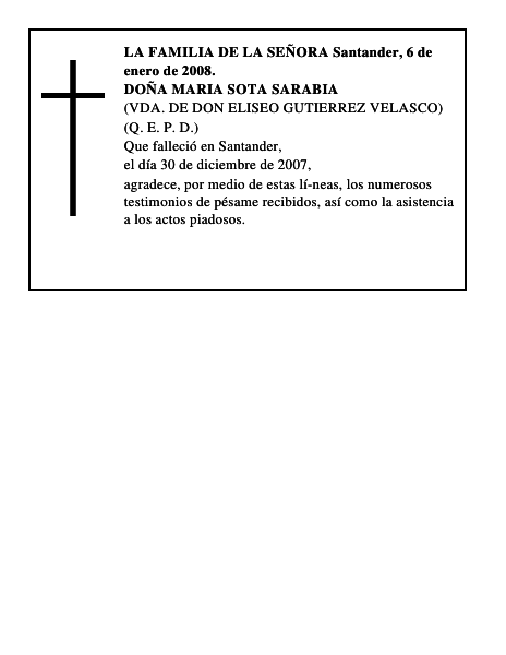 DOÑA MARIA SOTA SARABIA