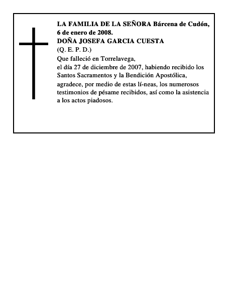 DOÑA JOSEFA GARCIA CUESTA