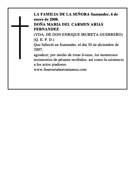 DOÑA MARIA DEL CARMEN ARIAS FERNANDEZ