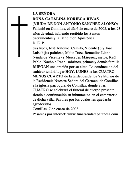 DOÑA CATALINA NORIEGA RIVAS