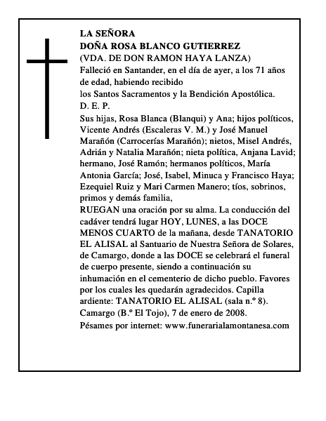 DOÑA ROSA BLANCO GUTIERREZ