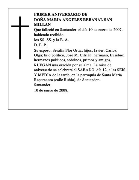 DOÑA MARIA ANGELES REBANAL SAN MILLAN