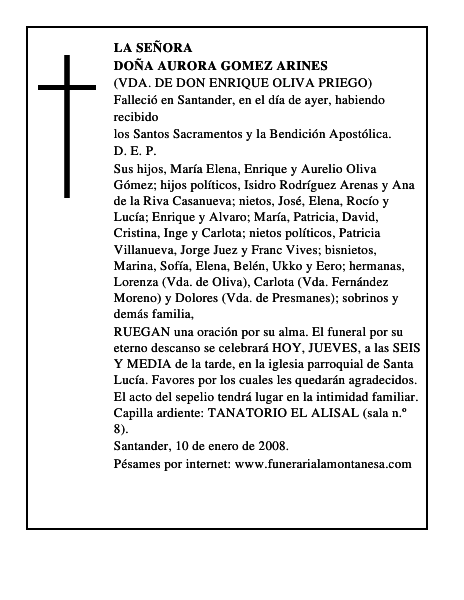 DOÑA AURORA GOMEZ ARINES