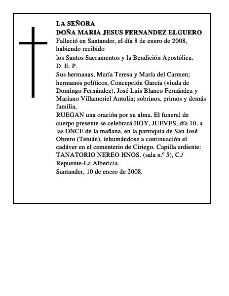 DOÑA MARIA JESUS FERNANDEZ ELGUERO