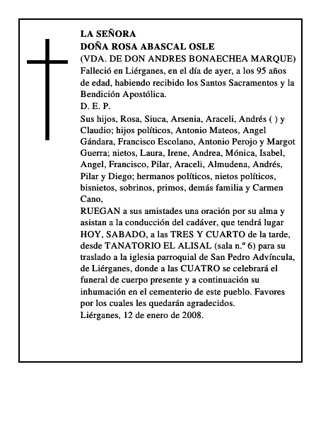 DOÑA ROSA ABASCAL OSLE