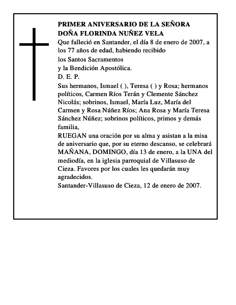 DOÑA FLORINDA NUÑEZ VELA