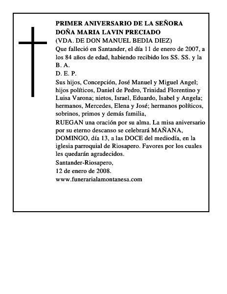 DOÑA MARIA LAVIN PRECIADO