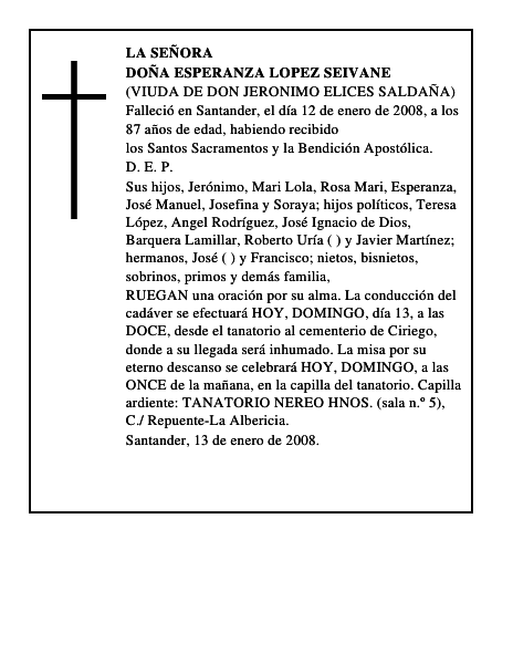 DOÑA ESPERANZA LOPEZ SEIVANE