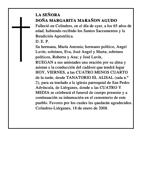DOÑA MARGARITA MARAÑON AGUDO
