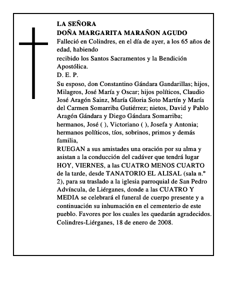 DOÑA MARGARITA MARAÑON AGUDO