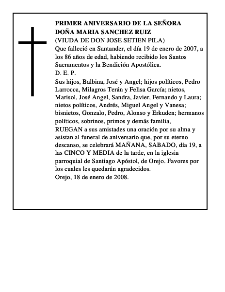 DOÑA MARIA SANCHEZ RUIZ