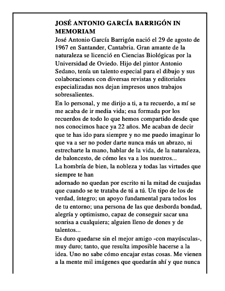 José Antonio García Barrigón in memoriam