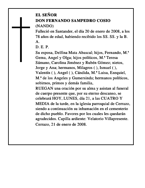 DON FERNANDO SAMPEDRO COSIO
