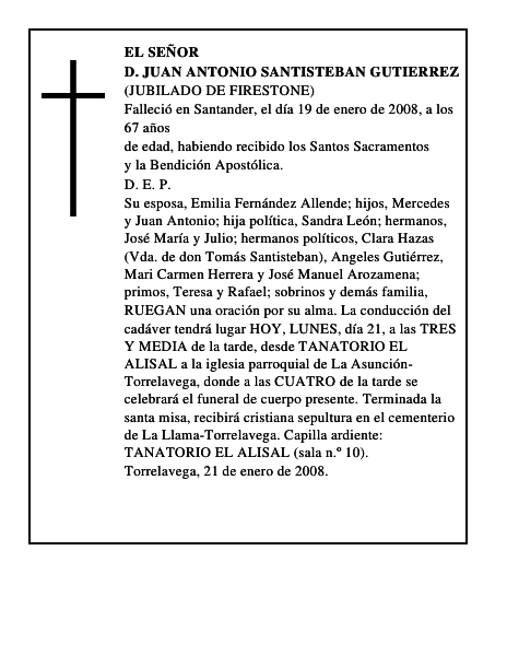 D. JUAN ANTONIO SANTISTEBAN GUTIERREZ
