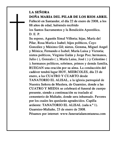 DOÑA MARIA DEL PILAR DE LOS RIOS ABRIL