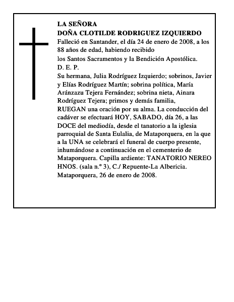 DOÑA CLOTILDE RODRIGUEZ IZQUIERDO
