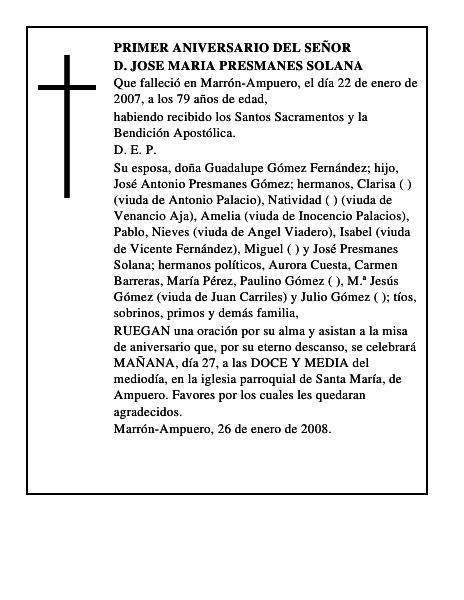 D. JOSE MARIA PRESMANES SOLANA