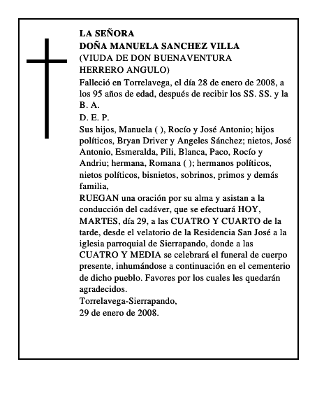 DOÑA MANUELA SANCHEZ VILLA