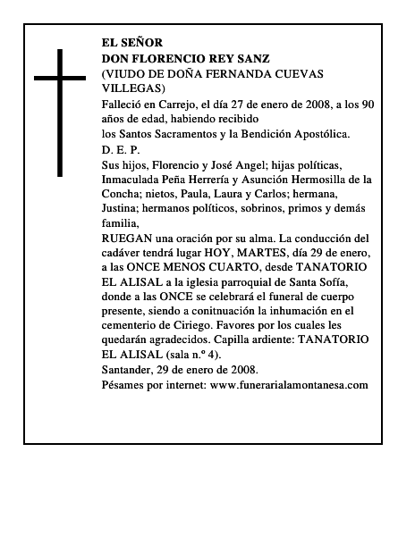 DON FLORENCIO REY SANZ