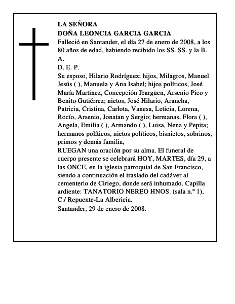 DOÑA LEONCIA GARCIA GARCIA