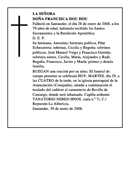 DOÑA FRANCISCA DOU DOU