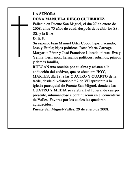 DOÑA MANUELA DIEGO GUTIERREZ