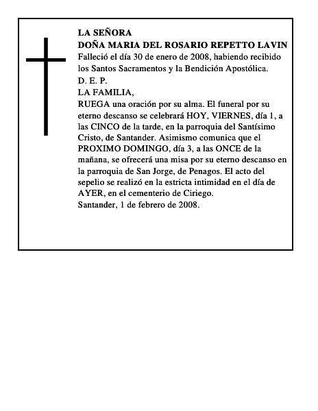 DOÑA MARIA DEL ROSARIO REPETTO LAVIN