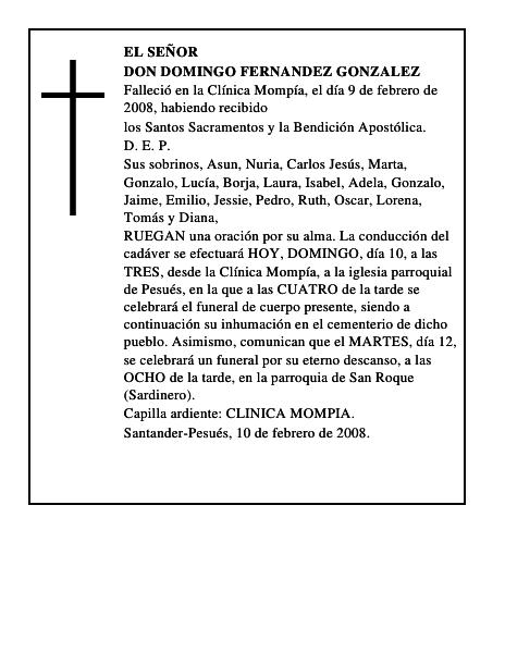DON DOMINGO FERNANDEZ GONZALEZ