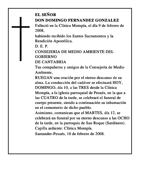 DON DOMINGO FERNANDEZ GONZALEZ