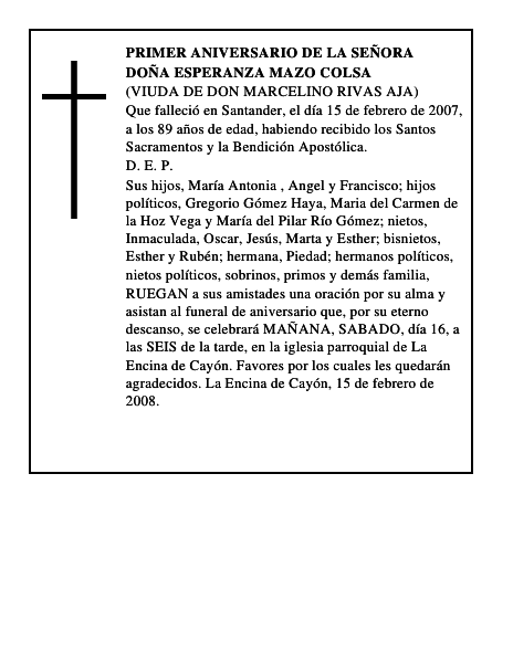 DOÑA ESPERANZA MAZO COLSA