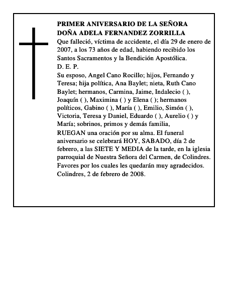 DOÑA ADELA FERNANDEZ ZORRILLA