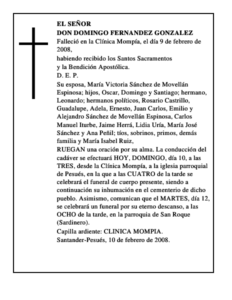 DON DOMINGO FERNANDEZ GONZALEZ