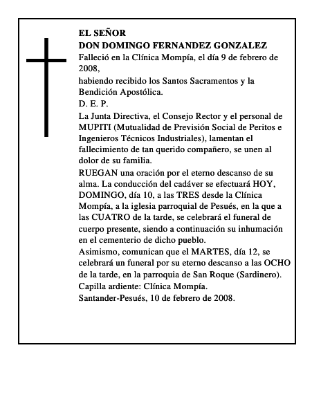 DON DOMINGO FERNANDEZ GONZALEZ