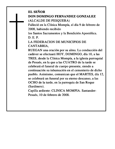 DON DOMINGO FERNANDEZ GONZALEZ