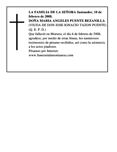 DOÑA MARIA ANGELES PUENTE BEZANILLA