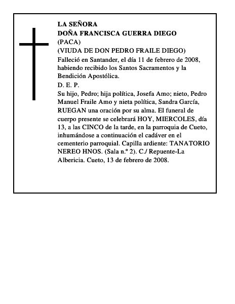 DOÑA FRANCISCA GUERRA DIEGO