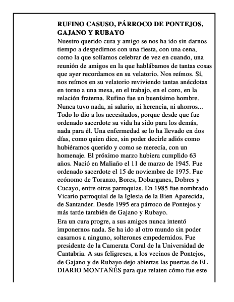 Rufino Casuso, párroco de Pontejos, Gajano y Rubayo