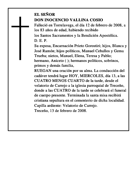 DON INOCENCIO VALLINA COSIO