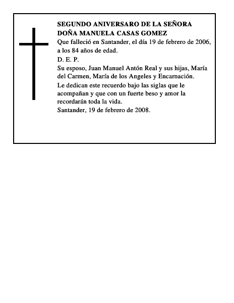 DOÑA MANUELA CASAS GOMEZ