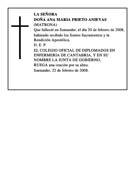 DOÑA ANA MARIA PRIETO ANIEVAS