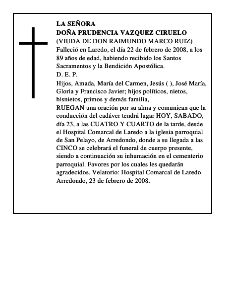 DOÑA PRUDENCIA VAZQUEZ CIRUELO