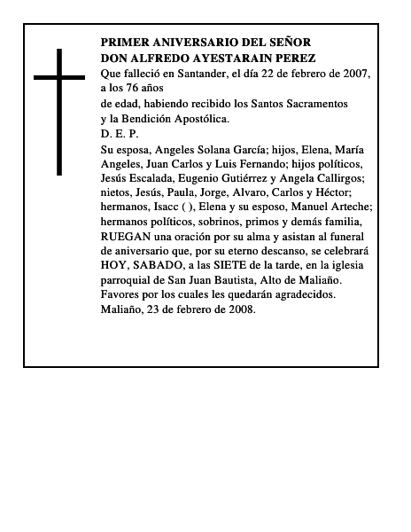 DON ALFREDO AYESTARAIN PEREZ