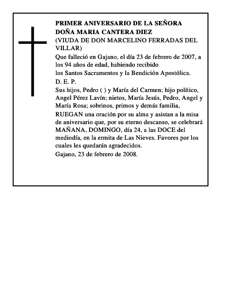 DOÑA MARIA CANTERA DIEZ
