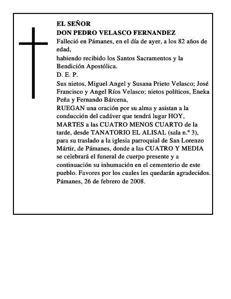 DON PEDRO VELASCO FERNANDEZ