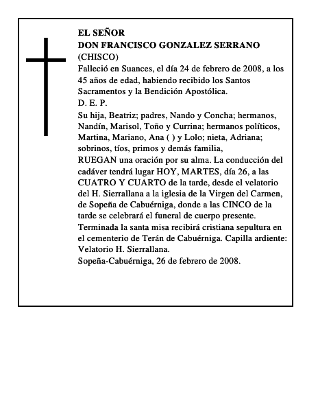 DON FRANCISCO GONZALEZ SERRANO