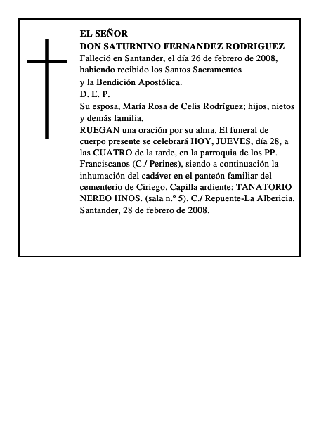 DON SATURNINO FERNANDEZ RODRIGUEZ