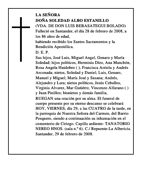 DOÑA SOLEDAD ALBO ESTANILLO