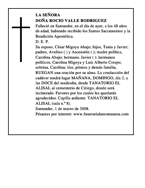 DOÑA ROCIO VALLE RODRIGUEZ