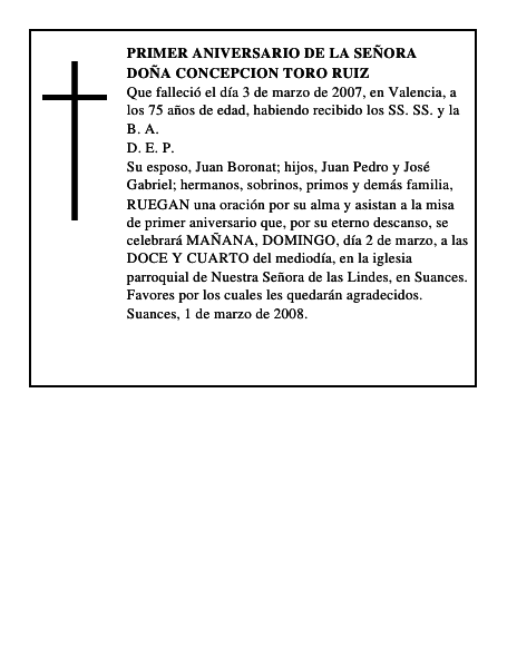 DOÑA CONCEPCION TORO RUIZ