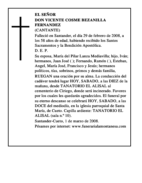 DON VICENTE COSME BEZANILLA FERNANDEZ